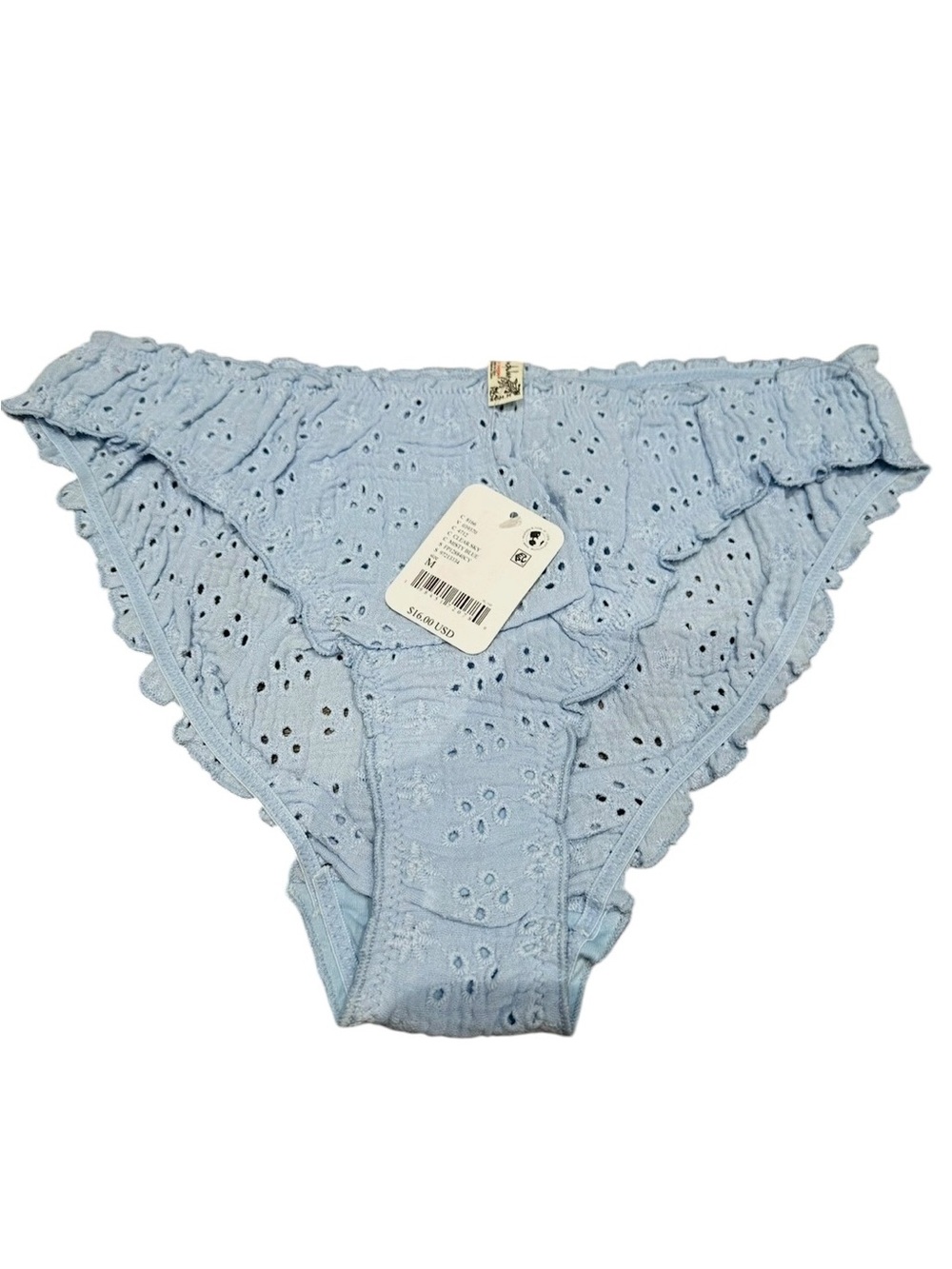 Free People | Light Blue Eyelet Lace Bikini Brief Underwear | Medium New